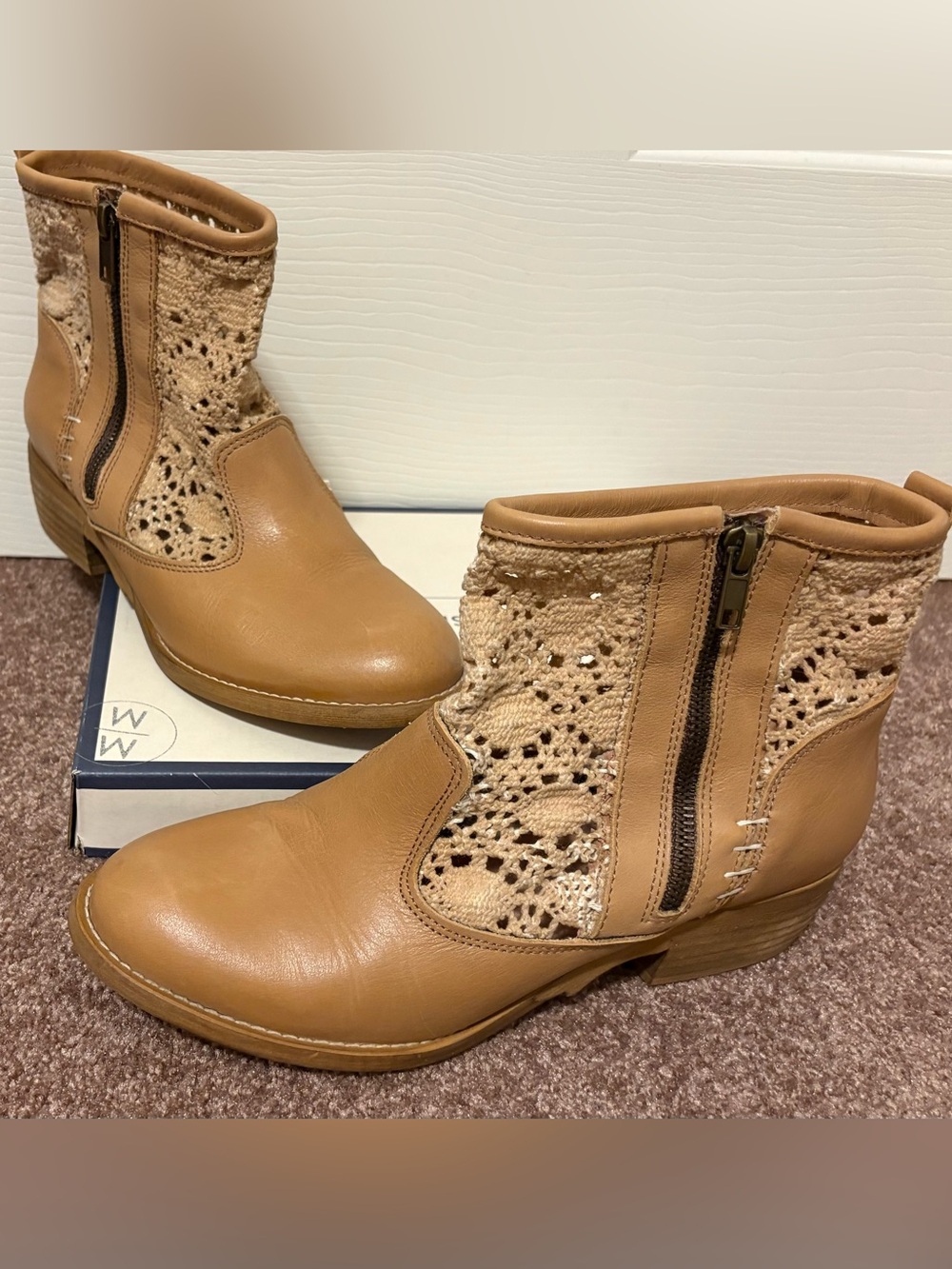 Musse & Cloud Ainhoa Leather and Crochet Lace Ankle Boots